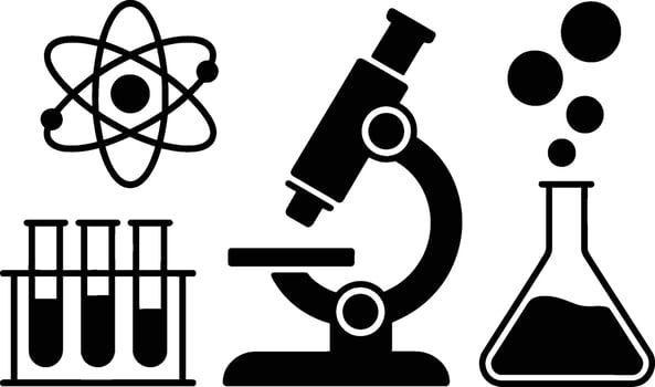 Science Laboratory Equipment Icons microscope test tubes vector