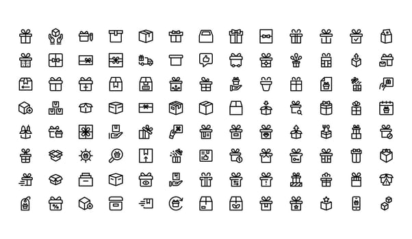 multiple gift icons in various styles vector
