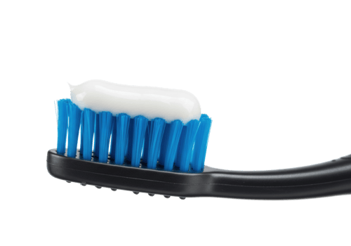 Toothbrush with blue bristles and white toothpaste. png