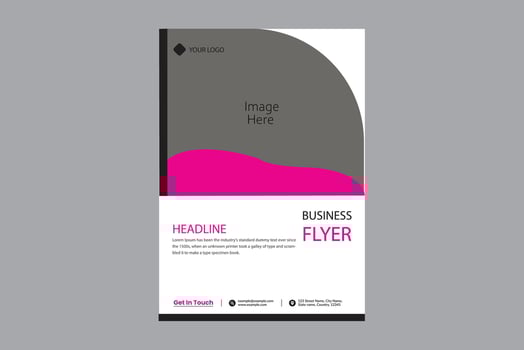 Business flyer gray with black and pink accent curve vector