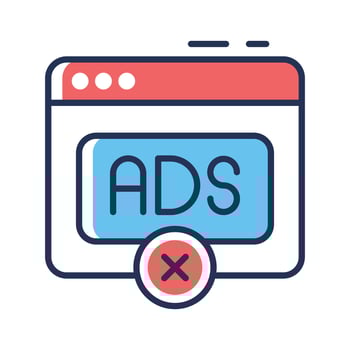 Easy to use outline icon showing ad blocking popup vector