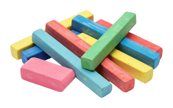 Colorful pile of chalk sticks in various shades for creative drawing and coloring activities. png