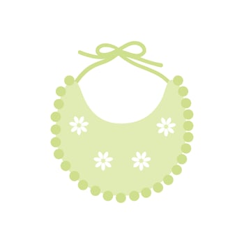 Baby bib. Newborn clothes. Child clothes for eating. Motherhood and childhood accessories. vector