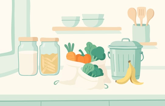 Sustainable zero waste kitchen counter vector