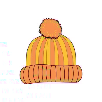 Winter Beanie Caps in Bright Yellow and Orange Colors vector