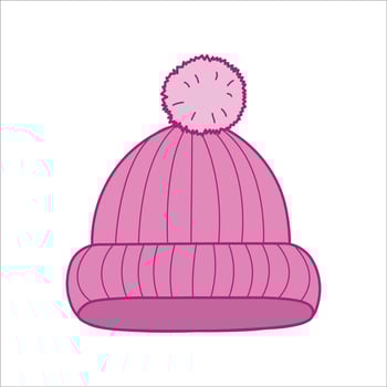 Cute Pom-Pom Beanie Hats in Soft Pink Color vector