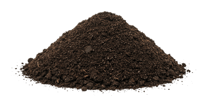 Rich dark soil pile for gardening and agriculture. png