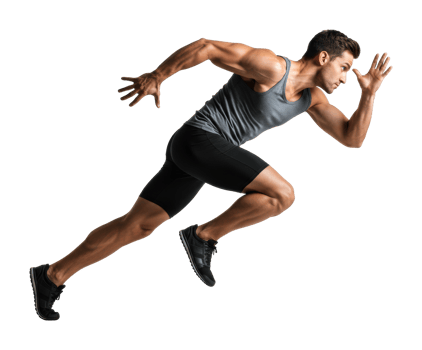 Athletic young male sprinter in action pose wearing sportswear. png