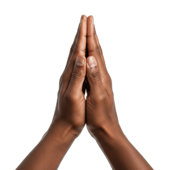 African adult praying hands gesture. png