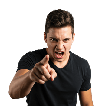 Angry young male pointing forward. png