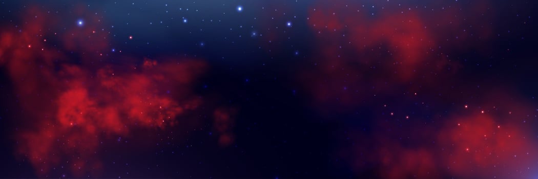 Red space realistic nebula smoke background. Abstract fog texture and shining stars. Magic colorful galaxy with stardust. Abstract illustration vector