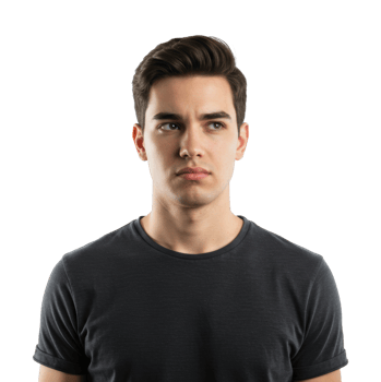 Young caucasian male in black shirt. png