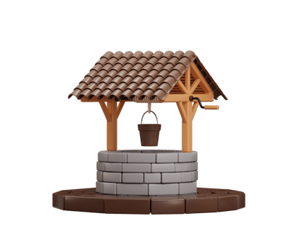 water well icon 3d render symbolizing rural village life, farming and traditional water sources. Perfect for agriculture, countryside, sustainability, and historical icon illustration png