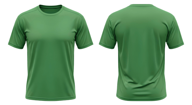 Blank unisex green sport t-shirt mockup, front and back view png