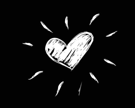 A heart drawn in chalk on a black background vector