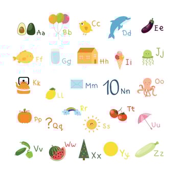 Colorful alphabet learning chart for kids vector