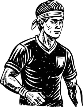 Vintage style illustration showing a person looking ahead with binoculars vector