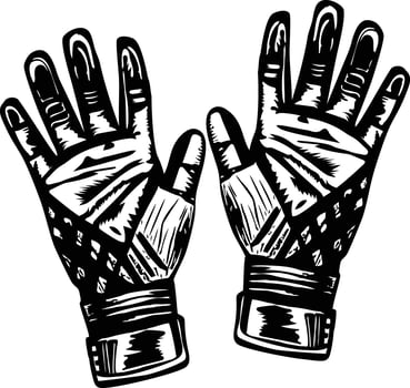 An illustration of goalkeeper gloves designed vintage style vector
