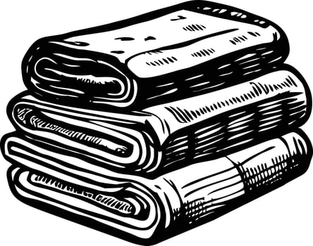 A vintage style illustration depicting folded towel stack vector
