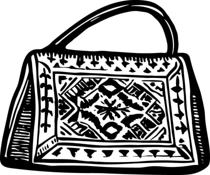 A vintage style illustration showing tapestry bag vector