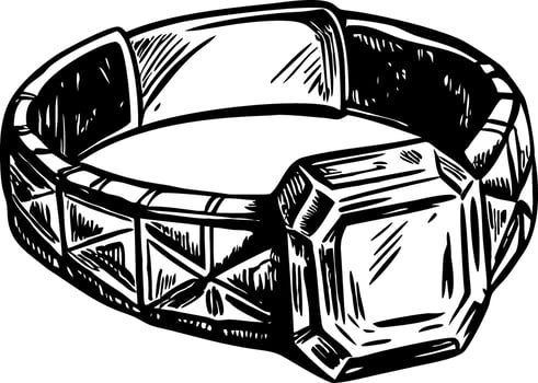A glyph style illustration depicting gem cuff vector