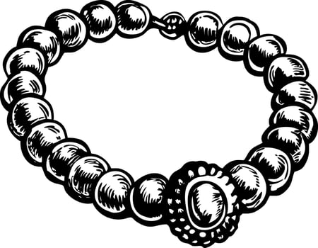 A vintage style illustration showing pearl necklace vector