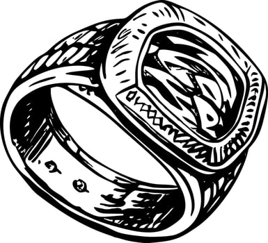 A vintage style illustration showing silver ring vector