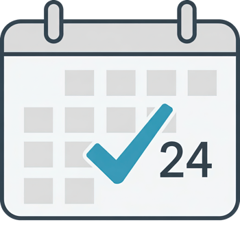 Calendar with checkmark and date 24 icon png