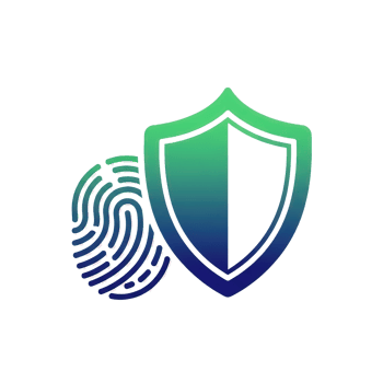 Fingerprint and Shield for Digital Security and Biometric Protection png