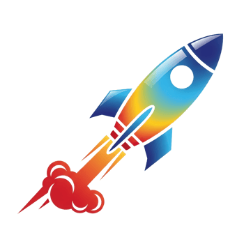 Vibrant Stylized Rocket Launching Illustration png