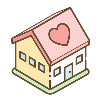 Cute Isometric House Illustration with Heart on Roof png