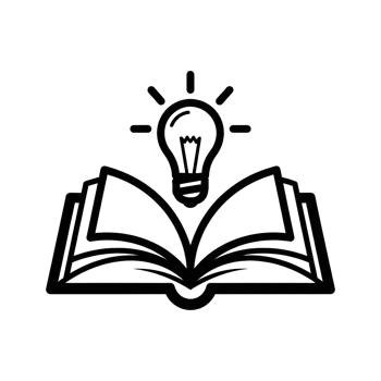 Open Book and Lightbulb Icon for Education and Ideas png