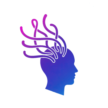 Abstract human head silhouette with complex tangled lines representing thoughts or mental processes png