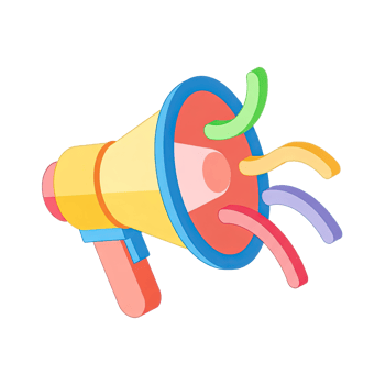 Colorful 3D Megaphone Icon with Dynamic Sound Waves png