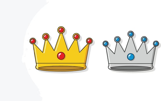 two crowns are shown in different colors vector