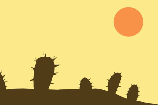 A silhouette of cactus plants in the desert vector