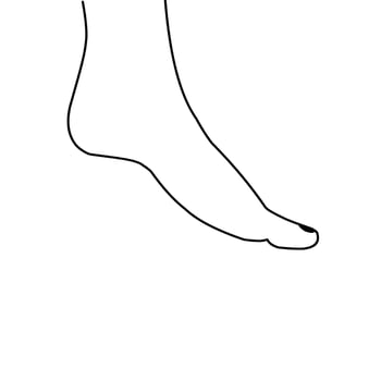 A line drawing of a foot with a toe vector