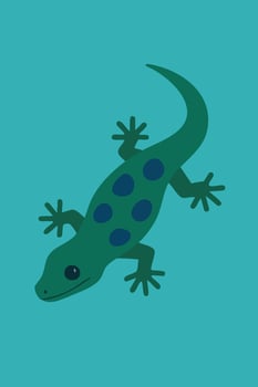 Stylized Green Gecko with Blue Spots Cartoon vector