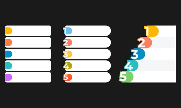 Infographic Design Template with Five Colorful Horizontal Lists and Numbered Steps vector