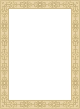 gold square Yakut ornament. An endless rectangular border, a frame of the northern peoples Far East vector