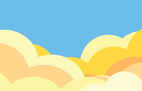 A cartoon illustration of clouds with a blue sky vector