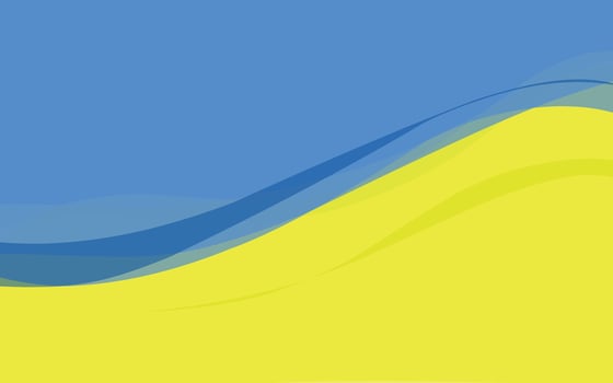 A blue and yellow background with a wave pattern vector