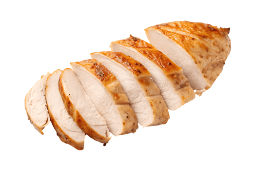 Sliced roasted chicken breast pieces meat poultry png