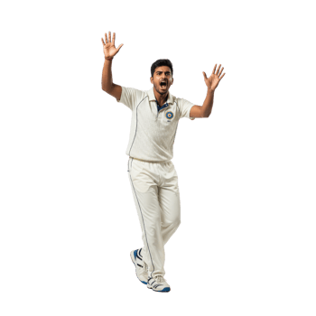 Cricketer appealing for a wicket in a test match png