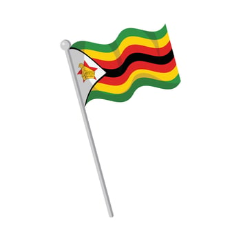 Zimbabwe Flag with Pole Flat Design vector