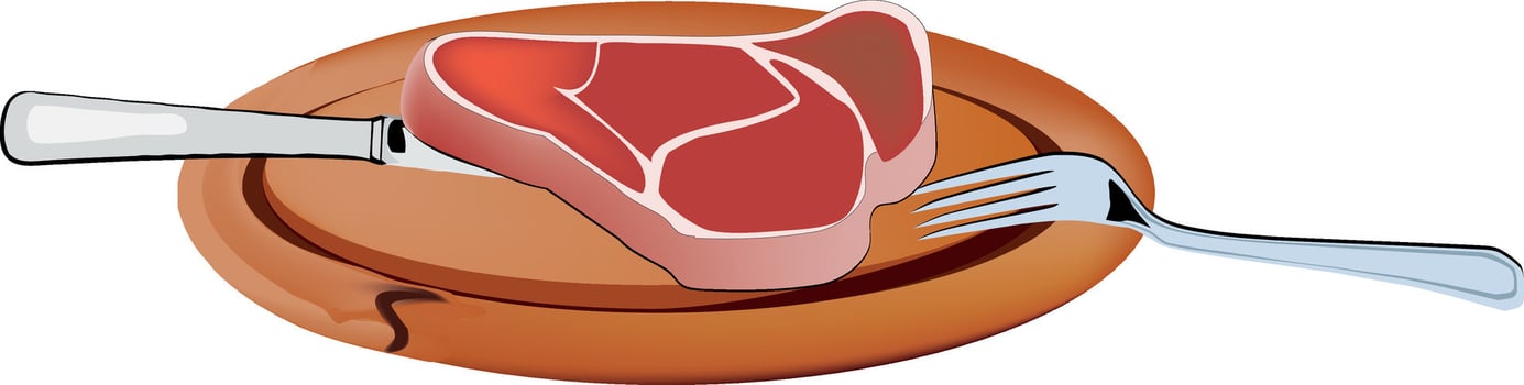 fast food serving dish with ribeye vector