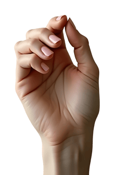 Clean female hand making precise gesture showing small amount or measurement png