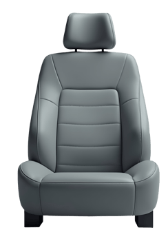 Gray car seat for automobile interior. Modern and sleek design offers comfort png