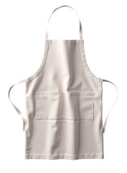 Clean beige cotton apron with pockets for cooking and baking tasks png