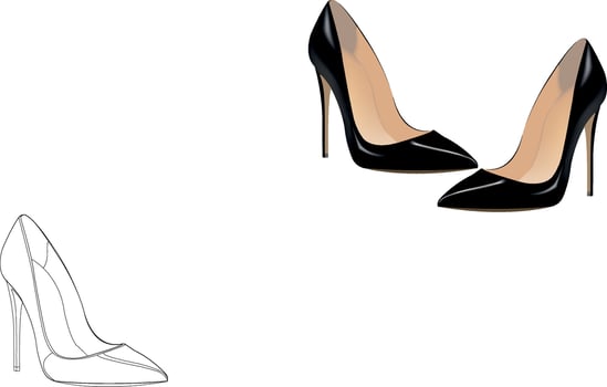 black shoes with women's high heels vector